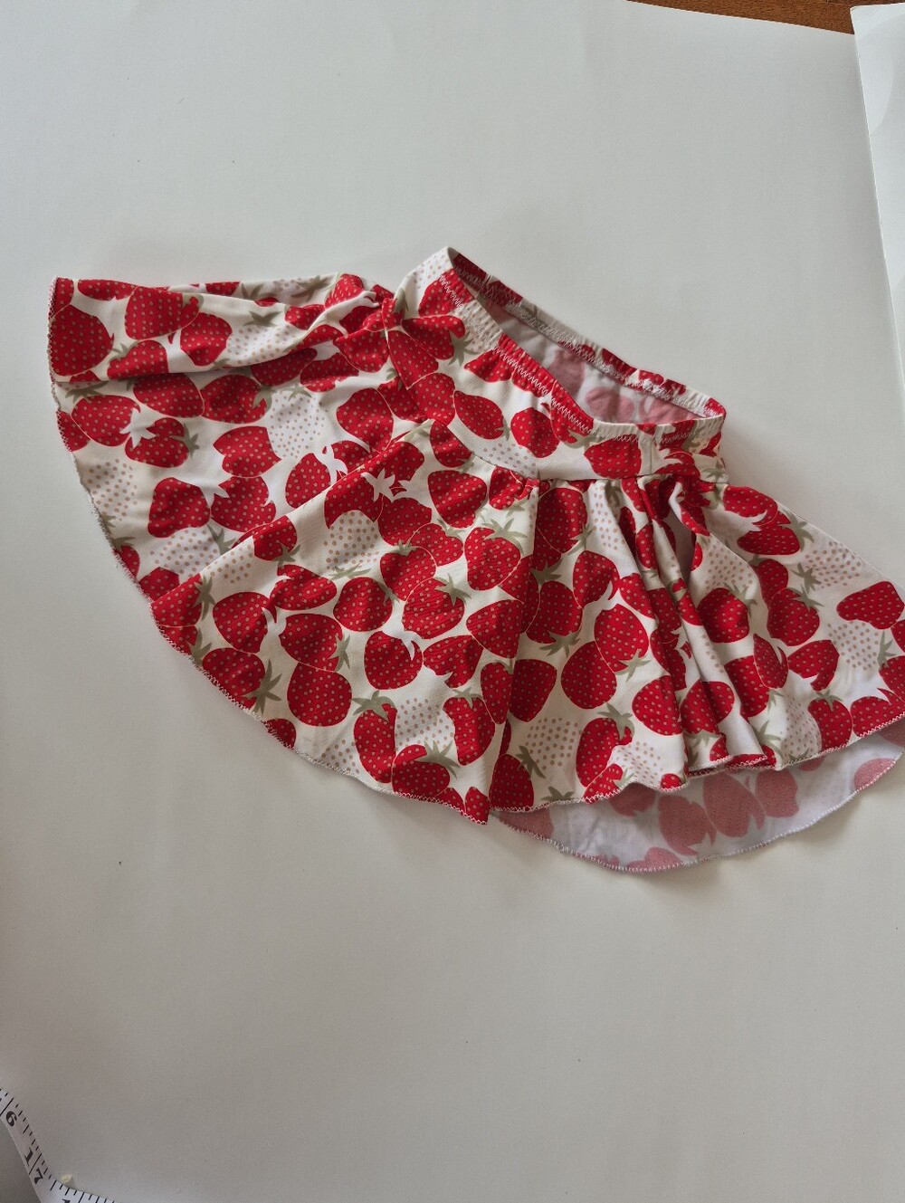 Red Strawberry Custom Made Figure Skating Skirt 3-5 Dance Girl